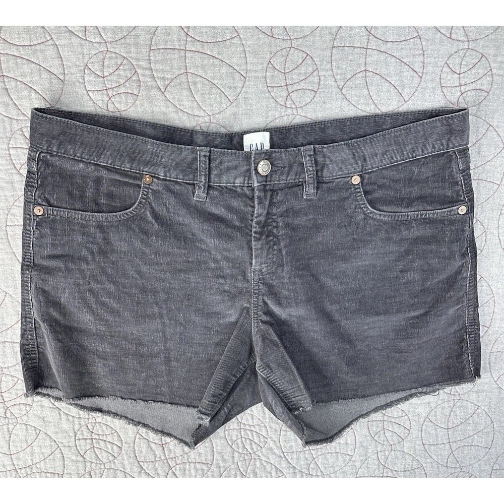 Gap Shorts‎ Womens 14 Gray Corduroy Raw Hem Cut Off Mid Rise Stretch